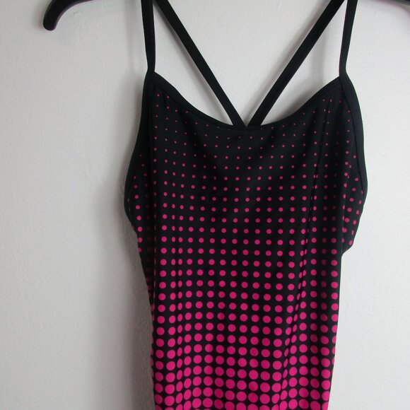 Sporti Swimsuit Womens 36 Pink Polka Dot Stretch Keyhole‎ Back Spaghetti Strap - Picture 3 of 8